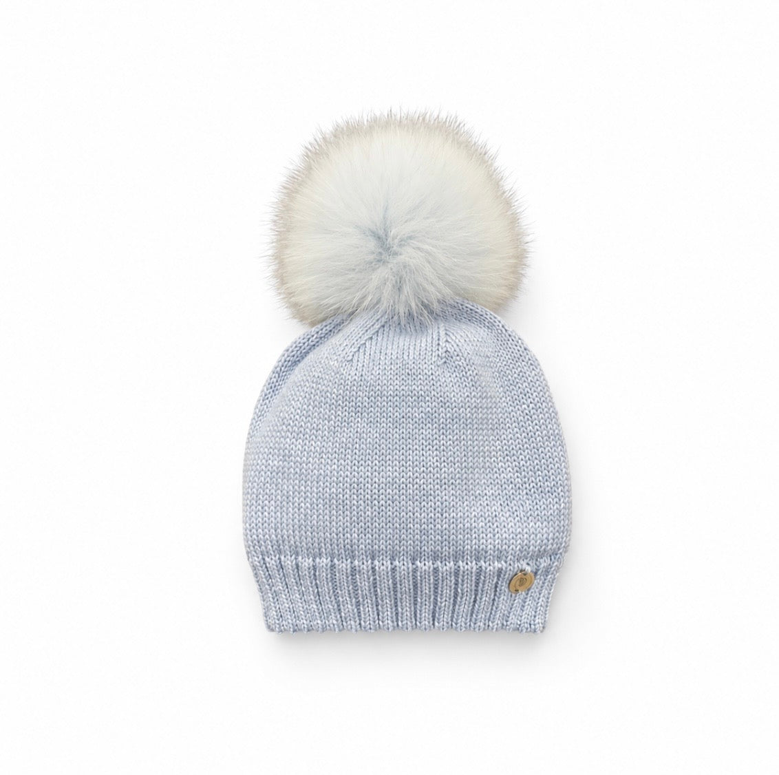 Cappello con pom pon in lana senza risvolto