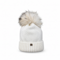 Cappello bianco in lana con pom pon